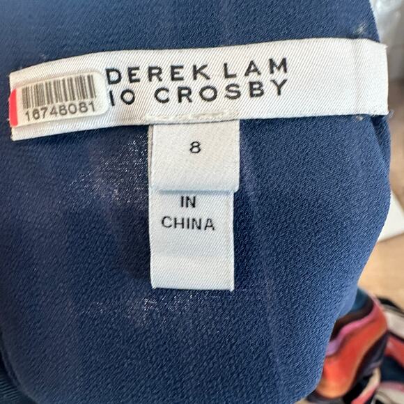 Derek Lam Blue Watercolor Maxi Dress Size 8 A-line Satin Vacation Designer $650 - Picture 14 of 16